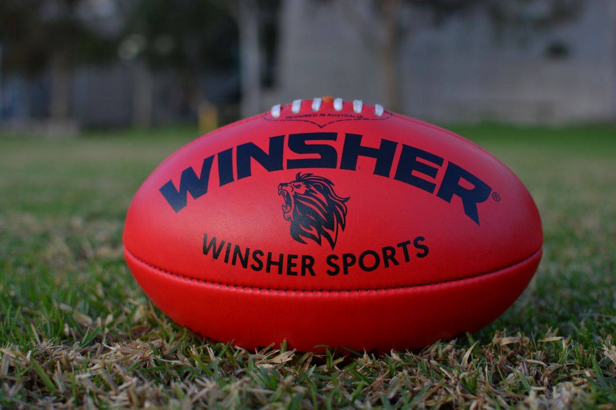 Winsher Storm Australian Rules Football AFL Match Ball made from Australian Leather - Red