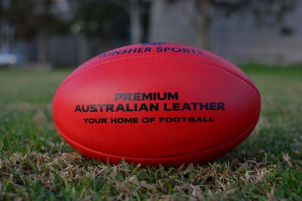 Winsher Storm Australian Rules Football AFL Match Ball made from Australian Leather - Red