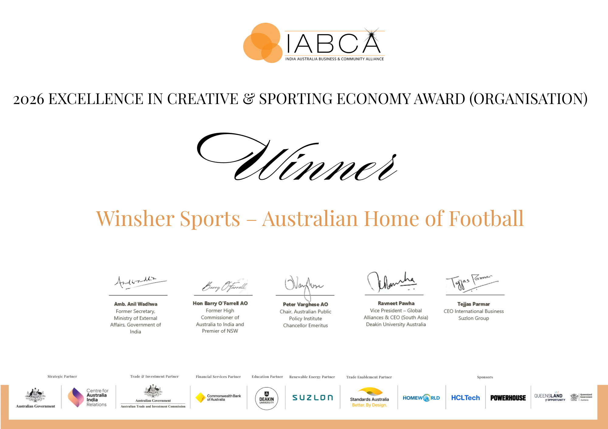 Winsher Sports Wins 2026 IABCA Award!
